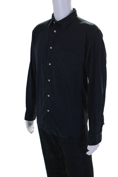 Rag & Bone Mens Navy Cotton Blend Long Sleeve Button Down Dress Shirt Size XL