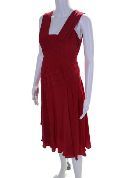 Nanette Lepore Womens Textured Sleeveless Sleek Full Zip Dress Red Size 8