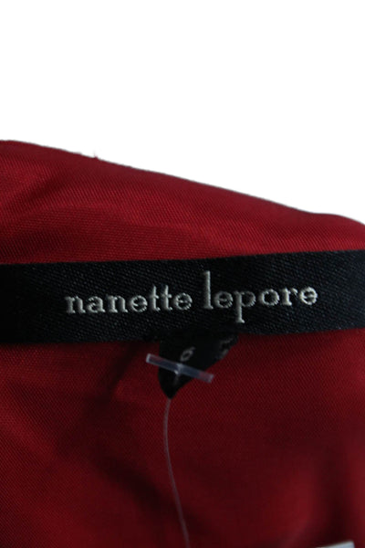 Nanette Lepore Womens Textured Sleeveless Sleek Full Zip Dress Red Size 8