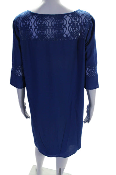 BB Dakota Womens Lace Detail Short Sleeves Knee Length Shirt Dress Blue Size Lar