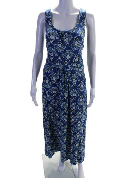 Boden Womens Floral Print Sleeveless A Line Maxi Dress Blue White Size 12