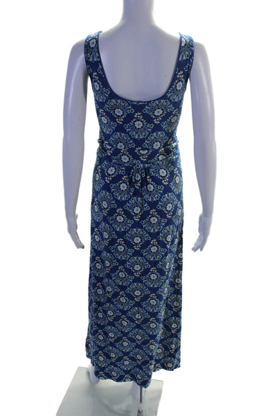 Boden Womens Floral Print Sleeveless A Line Maxi Dress Blue White Size 12