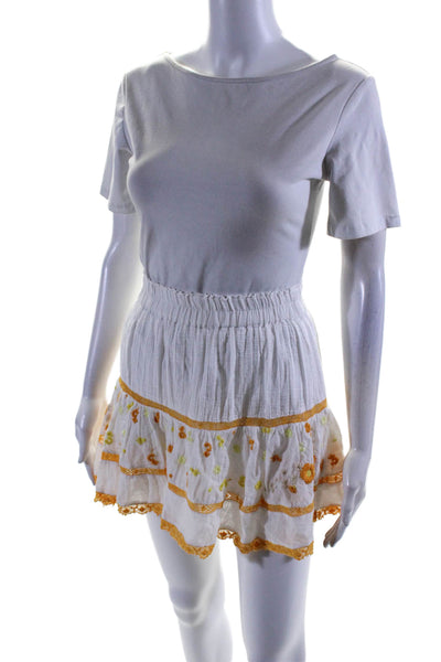 Love Shack Fancy Womens Cotton Embroidered Blouse Top + Skirt Set White Size XS