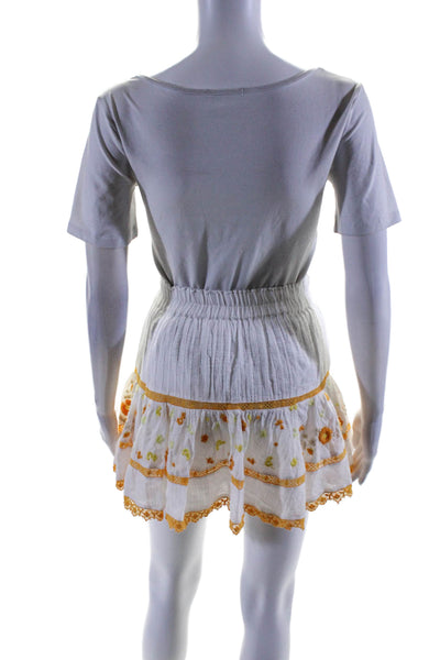 Love Shack Fancy Womens Cotton Embroidered Blouse Top + Skirt Set White Size XS