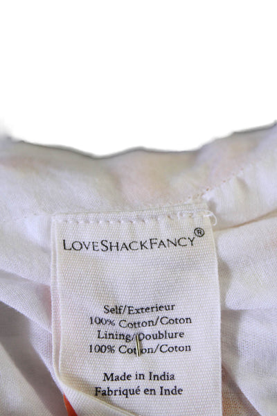 Love Shack Fancy Womens Cotton Embroidered Blouse Top + Skirt Set White Size XS