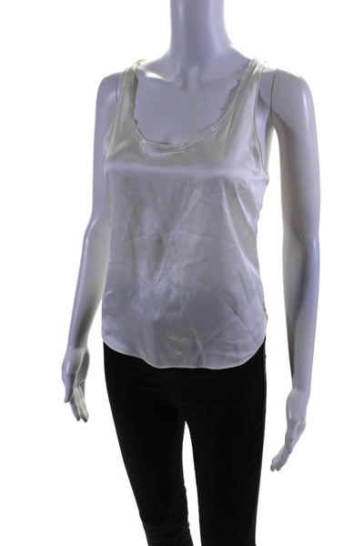 Fleur du Mal Womens Sheer Short Sleeve Button Up Blouse Top Cream Size XS