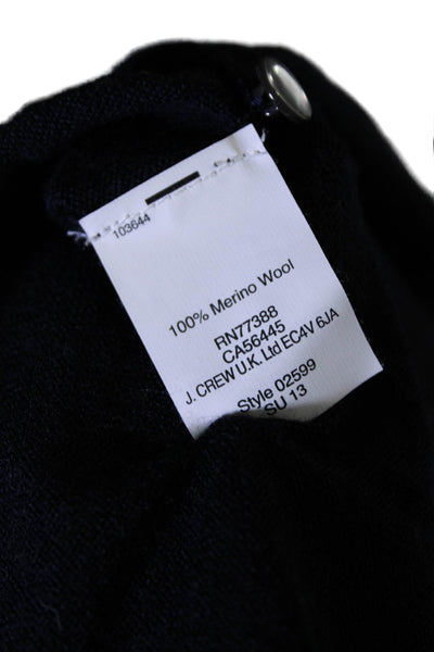 J Crew Women's Round Neck Long Sleeves Pullover Sweater Navy Blue Size S