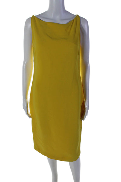 Ralph Lauren Collection Silk Womens Sleeveless Zip Pencil Dress Yellow Size 8