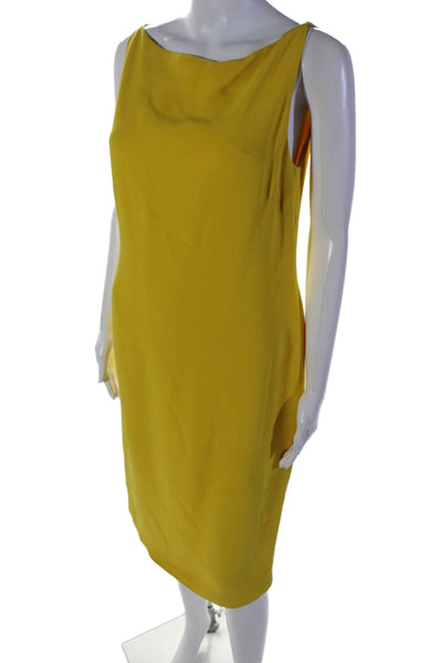 Ralph Lauren Collection Silk Womens Sleeveless Zip Pencil Dress Yellow Size 8