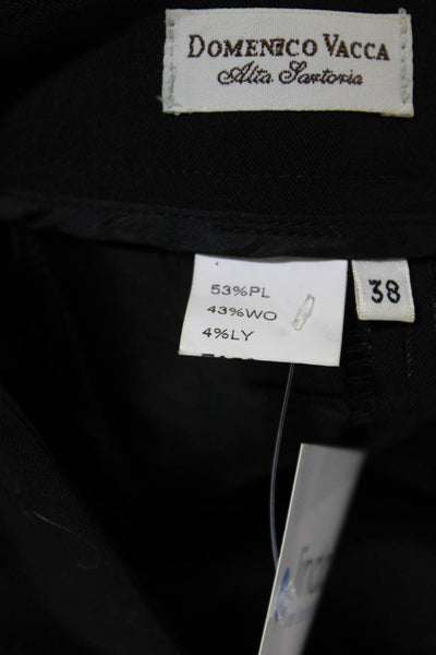 Domenico Vacca Womens Creased Straight Leg Dress Pants Black Wool Size EUR 38