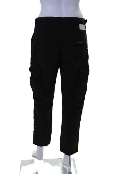 Re/Done Womens Zipper Fly Mid Rise Straight Leg Cargo Pants Black Cotton Size 26