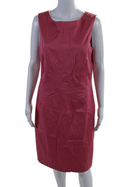 Brooks Brothers Womens Back Zip Sleeveless Scoop Neck Shift Dress Pink Size 12