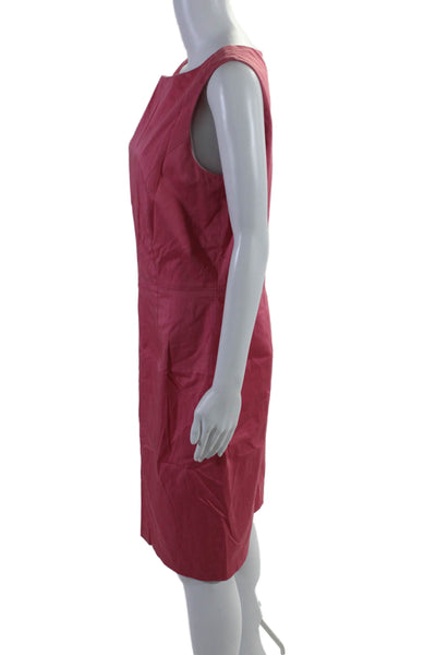 Brooks Brothers Womens Back Zip Sleeveless Scoop Neck Shift Dress Pink Size 12