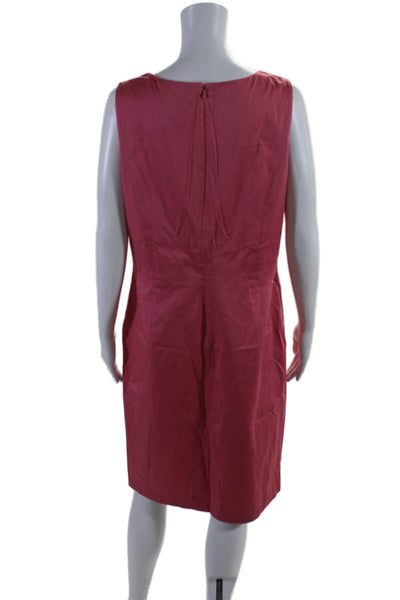 Brooks Brothers Womens Back Zip Sleeveless Scoop Neck Shift Dress Pink Size 12