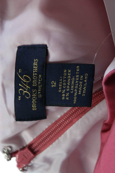 Brooks Brothers Womens Back Zip Sleeveless Scoop Neck Shift Dress Pink Size 12