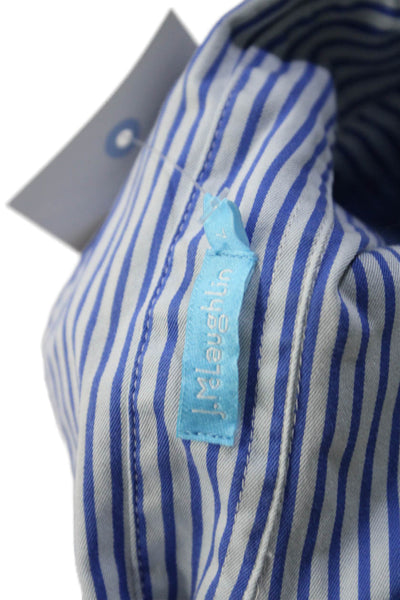 J. Mclaughlin Womens Long Sleeve Collared Striped Shirt White Blue Size Large