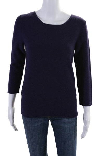 Les Copains Womens Long Sleeves Pullover Sweater Purple Wool Size EUR 42