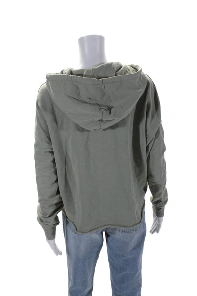 Amo Womens Cotton Faded Green Half Zip Long Sleeve Pullover Hoodie Size S