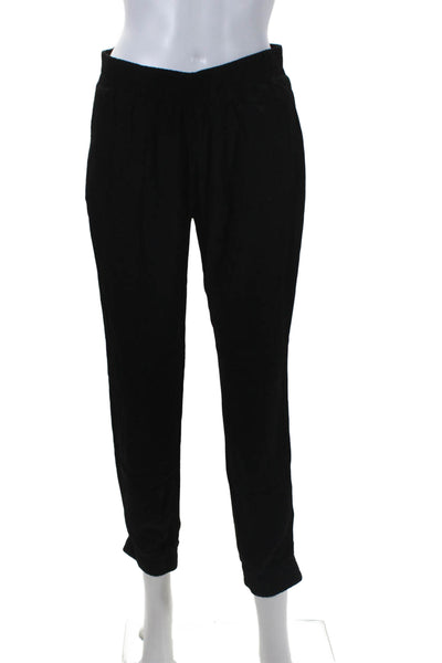 Monrow Womens Black High Rise Pull On Cuff Tapered Leg Pants Size S