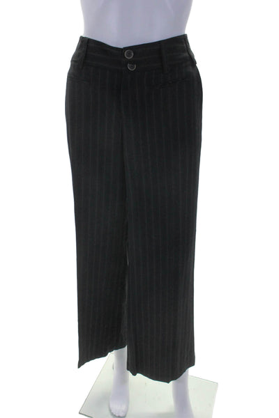 Nanette Lepore Womens Wool Mid Rise Striped Straight Leg Trousers Blue Size 8