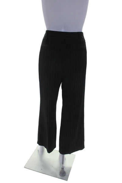 Nanette Lepore Womens Wool Mid Rise Striped Straight Leg Trousers Blue Size 8