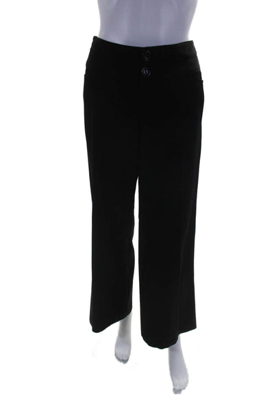 Nanette Lepore Womens Mid Rise Wide Leg Button Closure Trousers Black Size M