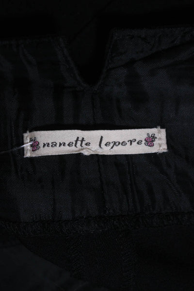 Nanette Lepore Womens Mid Rise Wide Leg Button Closure Trousers Black Size M