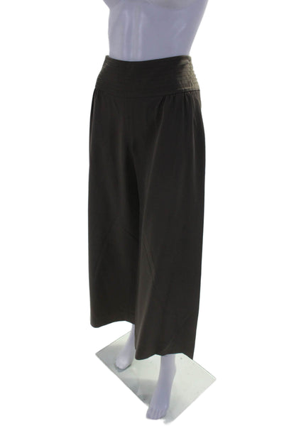 Piazza Sempione Womens Wool High Waist Wide Leg Trousers Brown Size 44