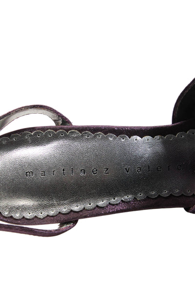 Martinez Valero Womens Ankle Strap Open Toe Ruffle Sparkly Heels Purple Size 8