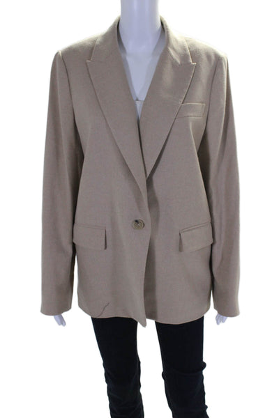 Vince Womens Two Pocket Peak Collar Button Up Blazer Jacket Beige Size 12