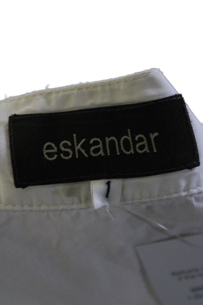 Eskandar Mens Cotton Button Up Long Sleeved Front Pocket Shirt White Size 1