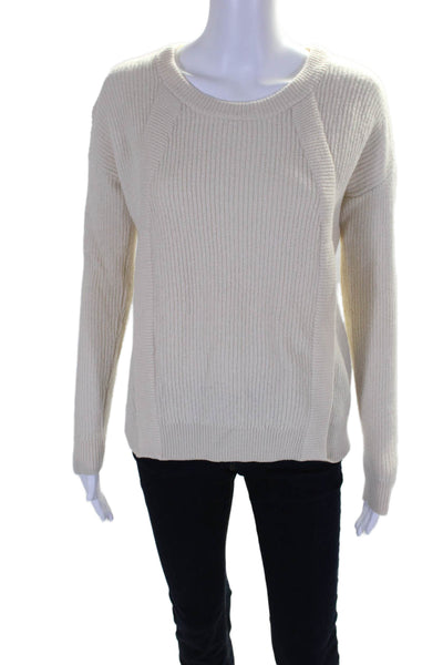 ATM Womens Long Sleeves Crew Neck Pullover Sweater Off White Size Small