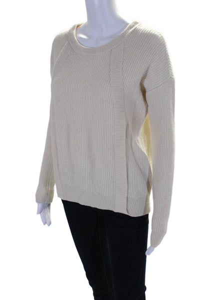 ATM Womens Long Sleeves Crew Neck Pullover Sweater Off White Size Small