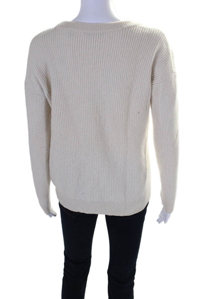 ATM Womens Long Sleeves Crew Neck Pullover Sweater Off White Size Small