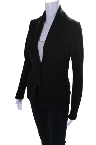 Standard James Perse Womens Ribbed Trim Button Down Jacket Black Cotton Size 2