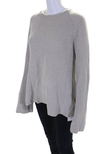 Helmut Lang Womens Long Sleeves Split Back Sweater Gray Cotton Size Medium