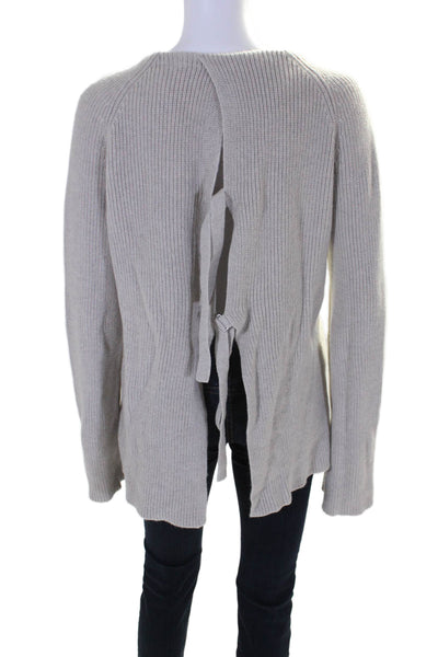 Helmut Lang Womens Long Sleeves Split Back Sweater Gray Cotton Size Medium