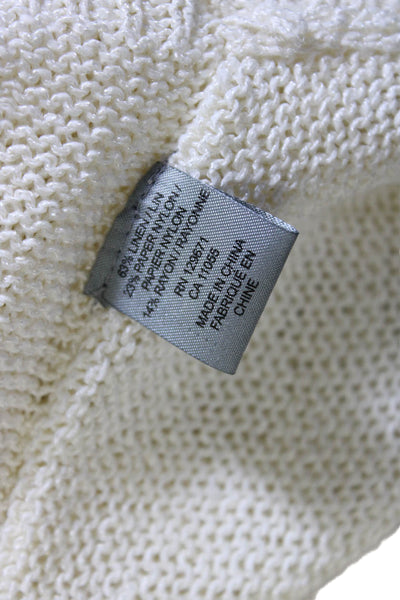 360 Sweater Womens Linen Blend Low Back Pullover Sweater Top Cream Size S