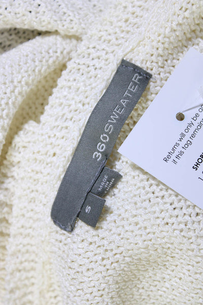 360 Sweater Womens Linen Blend Low Back Pullover Sweater Top Cream Size S