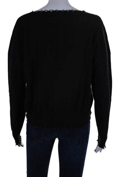 Nation LTD Womens Cotton Blend Knit V-Neck Pullover Sweater Top Black Size XS