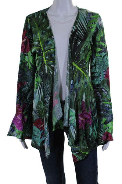 Aum-Couture Women's V-Neck Long Sleeves Wrap Floral Blouse Size XS