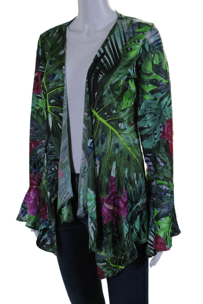 Aum-Couture Women's V-Neck Long Sleeves Wrap Floral Blouse Size XS