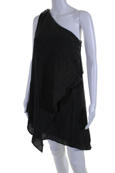 Elizabeth and James Women's Asymmetrical One Shoulder Mini Dress Gray Size S