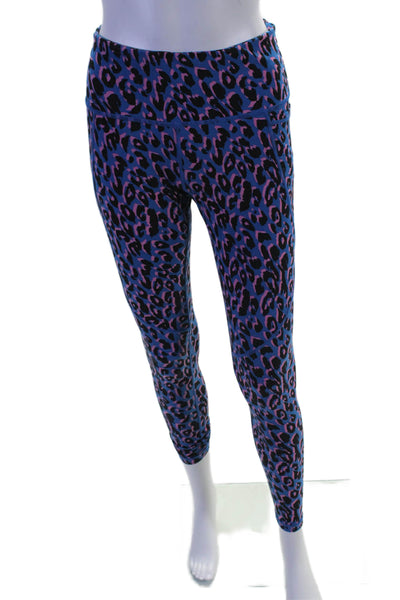 Sweaty Betty Womens High Rise Leopard Print Leggings Blue Pink Size M