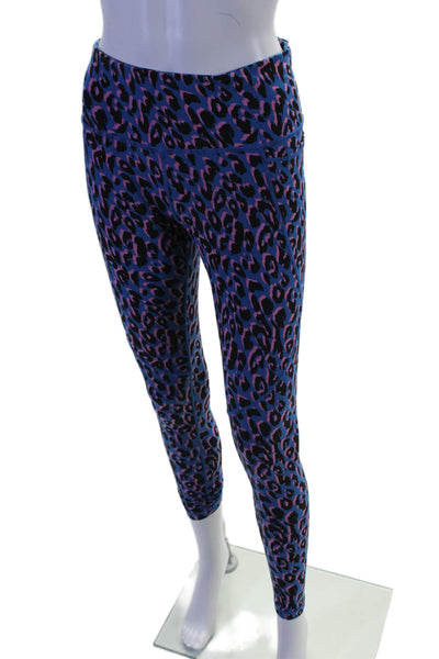 Sweaty Betty Womens High Rise Leopard Print Leggings Blue Pink Size M