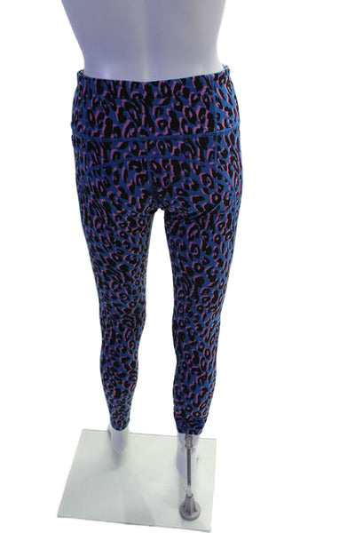 Sweaty Betty Womens High Rise Leopard Print Leggings Blue Pink Size M