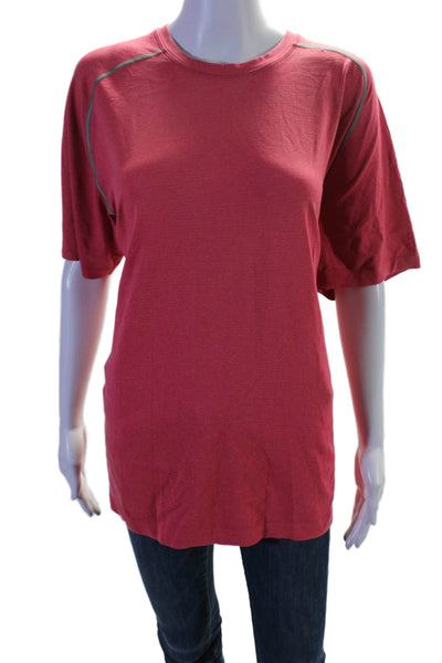 Lululemon Womens Activewear Stretch Short Sleeve Basic T-shirt Red Size M