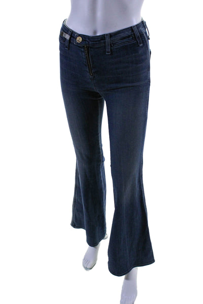 McGuire Womens Cotton Denim Three Pocket Mid-Rise Flared Jeans Blue Size 24