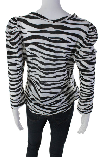 ALC Women's Round Neck Long Sleeves Basic T-Shirt Striped Size M