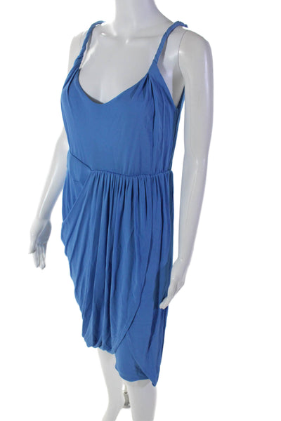 Y-Yigal Women's Scoop Neck Sleeveless Cinch Wrap Mini Dress Blue Size 2